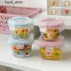 Förvaringslådor BINS INS FLORAL Tryckt matlagring Container Mini Glass Sealed Bowl Lunch Box Food Supplement Bowl Seated Leak Proof och Fresh-Keeping Bowl S24513