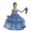 Cute Flower Girl Dresses For Wedding Spaghetti Lace Floral Appliques Tiered Skirts Girls Pageant Dress Kids Birthday Party Gowns BC4690