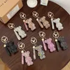 Keychains Lanyards Creative Full Rhinestone Crystal Keychains Lederen band Key Chain For Women Handtas Charm Hanger Auto Key Ring Fashion Beyrings T240509