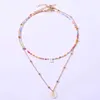 Colares pendentes de colar de contas bohemian feminino boutique curta DIY A-Z Letter Pingente de colar feminino Jóias de festas Jewelry J240513