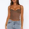 Kvinnors tankar Kvinnor Backless Tank Tops Spaghetti Strap Mesh Camisoles ärmlösa Summer Streetwear Ladies Sheer Vests Bustier Crop