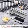 Fruit Vegetable Tools 304 Stainless Steel Garlic Press Detachable Peeling Grinding Slicer Chopper Set Cooking Gadgets Kitchen Acce Dh8Zd