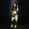 STYLISH LADY Gradient Color 2 Piece Set Women Cut Out Sleeveless Crop Top and Skinny Pant Suits 2024 Summer Sexy Club Outfits