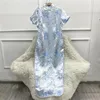 Etniska kläder Big size 3xl 4xl 5xl Qipao Flower Jacquard Cheongsam Vintage Chinese Style Dresses Elegant Party Vestidos Lady Summerwear