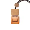Hanging Empty 8ml Car Perfume Bottle Square Luxury Glass Car Freshener Diffuser Bottles With Wood Cap