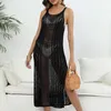 Ärmellose Frauen Strandkleid Kleid Tanktop sexy hohl aus Perspektive gewebtes Hemd Split Bikini Deck 2024 Sommer Plus Size -Kleider