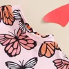 Zestawy odzieży Little Girl Summer Różowa kamizelka bez rękawów 2PCS Zestaw motyla Print Druku
