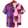 Chemises décontractées pour hommes 3D Horror Devil Imprimé de la chemise à manches courtes Collit Down Down Cardigan boutonné Tops Fashion Trend Regar Fit Drop Del Dhh3d