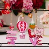 Party Favor Festlig trähalsband charm valentins dag hjärta hängande med lanyard kuvert design rosa för hem valentin