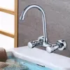 Robinets de cuisine robinets de salle de bain muraux cuivre cuivre à 360 degrés évier pivotant à double poignée et mélangeur à eau froide bassin
