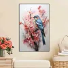 Śliczny niebieski ptak brzoskwini kwiat kwiaty 3D sztuka na płótnie wydrukowane ścienne plakaty muralowe zwierzę zwierzęta idealny salon nowoczesny wystrój domu cuadros