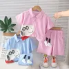 Clothing Sets Baby Holiday Boys Suit 2024 Summer Korea Patch Dog Short Sleeve T-shirts And Shorts Boy Infant Clothes Girls Boutique Outfit