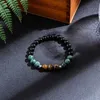 Beaded Halsband 8mm African Turquoise Black Agate Yellow Tiger Eye Pärlor Japamala Halsband Set Meditation Yoga Jewelry 108 Mala Rose D240514