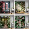 Shower Curtains Outdoor Garden Poster Curtain Vintage Window Wall Growing Floral Plants Polyester Fabric Bathroom Decor