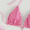 Kobiety bikini strojów kąpielowych Seksowne różowe w paski mikro -string sznur kantar stroju kąpielowego Kosze Kąpiel mini trójkąt majer