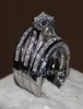 Vecalon Fine Jewelry Princess Cut 20ct 5A Cyrron CZ Wedding Pinde Pierścień dla kobiet 14KT BIAŁY ZŁOTA PICKIE PIERONA 9810270