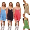 Kadın için Tek Parça Tulum Yazımı Seksi Kolsuz Romper Playsuit Yeni rahat cep askı örtüsü şortlar Tulumlar Arka Bant Pantolon Kadın