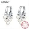 Boucles d'oreilles cerceaux Real 925 Sterling Silver Cloud Pearl Huggies For Women Party Classic Fine Jewelry Accessoires minimalistes