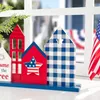 Décoration des drapeaux de grille de buffle à la mode européens et américains pour la journée de l'indépendance aux États-Unis une célébration de Noël amusante pour les fenêtres familiales 240425