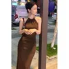 Casual Dresses Retro Stick Dress for Women 2024 Summer Long Sexy Ladies 'Open Back Lace Up Jumpsuit Women's Clothing