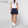 Robes actives Sean Tsing Sport Tennis Costumes avec Shorts Femmes Sans Slveless Vest et jupes plissées Badminton Volleyball Ontfits Tenues Y240508