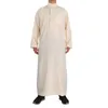 Moslim Islamitische gewaden Kleding Heren Arabisch gewaad Retro lange mouw thobe gewaden vaste kleur losse Dubai Saoedi -Arabische kaftan shirt top 240506