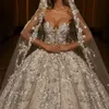 Exquisites bodenlange Hochzeitskleid glänzend tiefe V-Ausschnitt Brautkleid ärmellose Braut Kleider Vestido de Novia