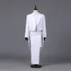 Mens Tailcoat Classic Modern Beyaz ve Siyah Temel Stil Erkek Takım Tail Peckat Şarkıcı Sihirbazı Sahne Ceket Kıyafetleri 240513