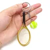 Keychains 6st mini Tennis Racket Keychain Sports Ball Key Ring Pendant Gifts for Boys Girls Friends