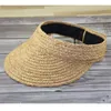 Dames zomer raffia opvouwbare stro sun vizier wijd rand packable vrouwen brach cap dames uv roll -up Korean Sun Visor 240514