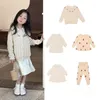 Clothing Sets 2024 Spring FL Kids Girls Outfit Set Knitted Cardigan And Cute Princess Dress Sweater Outwear