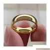 Band Rings Band Rings Classic Gold Color Wedding Ring Tungsten Carbide Women Men Engagement Gift Jewelry Dome Polished Engraving 21071 Dh3Hi