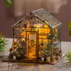 Arkitektur/DIY House Miniature Dollhouse Case Doll House med LED -ljus DIY 3D -pusselmontering Modell Handgjorda DIY Cabin Creative Casey Flower House