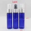 Bottiglia di plastica a colore blu 30 ml x 50 con pompa spruzzatrice in alluminio profumo, bottiglie di imballaggio cosmetico vuoto da 1 once con china spray quqix