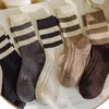 Calcetines de mujer otoño harajuku harajuku grueso stripe streetwear tweuble middle girls lana de estilo coreano colegio