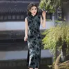 Ethnische Kleidung Frauen Chinesisch Kleid Qipao Krawatte Elastische Kraft Cheongsams China Kleidung Sommerstil Elegant Bodycon Sundresses Seite Split