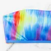 Women's Swimwear Tie Dye Bandeau Bikini 2024 Brazilian Biquini Padded Thong Swimsuit Women High Cut Bathing Suit Female Halter Monokini