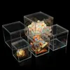 Aufbewahrungsboxen Mülleimer transparenter Acrylbox mit Deckel Plastik Organizer Geschenkverpackungsbox Lebensmittel Süßigkeit Aufbewahrungsbehälter für Heimbild und Spielzeuganzeige S24513