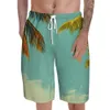 Summer Coconut Tree Men's Split Straight Leg Sandals Beach Casual Loose 3D Printed Sports Pants M514 25