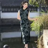 Ethnische Kleidung Frauen Chinesisch Kleid Qipao Krawatte Elastische Kraft Cheongsams China Kleidung Sommerstil Elegant Bodycon Sundresses Seite Split