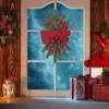 Декоративные цветы улучшите свой рождественский декор с деревенским венком с пластиковыми сочетными ростами и бабочкой весело освещенное окно