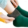 Frauen Socken Frauen Winter Vlies dick warm weich bequemer farbhöre zu Hause Bodenstrumpfstiefel schlafen