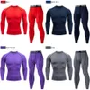 2PCS Mens Compressão Sportswear Suit Gym Gym Sports Sports Sets Sets Workout Jogging MMA Fitness Clothsuit Calças com 240514