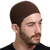 Beralar Kadın Erkekler Katı Dalgalar Jakar Beanies Kış Nefes Alabilir Esnek Sıcak Örme Kufi Şapkalar Unisex Müslüman Kapaklar Kafatasları