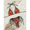 Kobiety Butdwear Swizyn Butterfly Seksowne kobiety trójkąt strój kąpielowy Bandaż bikini set mikro -tonong nadruk kąpielowy garnitur letni