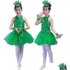Portez des filles ballet danse robe ballerine pour enfants gymnastique juge de gymnastique compétition verte de tutu en tout-petit dansant dance de dhalf