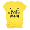 T-shirt pour femmes Cat Mom Letter Imprimé Femmes T-shirt Tops décontractés Vintage Graphique Soft Slve Creative Breathable Short Slve TS Y240509