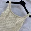 Vestidos casuais básicos Designer 3D Cut Gold Thread Dress 24 Produto No início da primavera Colo