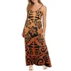 Casual Dresses Drop Beach Spaghetti Chiffon Maxi Dress Polynesian Tribal Clothing Samoan Custom Hawaiian Pikake Print