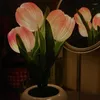 Lampes de table Romantic Tulip Simulate Flower Girl's Tool's Atmosphère Bouton Light Interrupteur Night Lampe Night Multi-Scenes applicable aux ornements